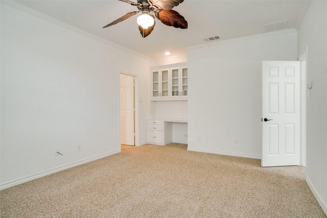 1306 Lexington Sq, Southlake, TX 76092 - unfurnished bedroom featuring crown molding, light carpet, baseboards, and ceiling fan
