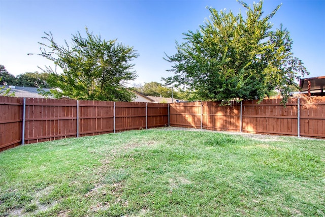 view of yard with a fenced backyard