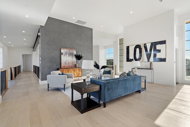 living room featuring light hardwood / wood-style flooring