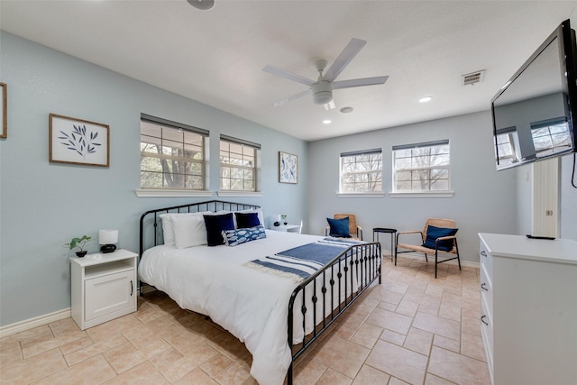 bedroom featuring ceiling fan