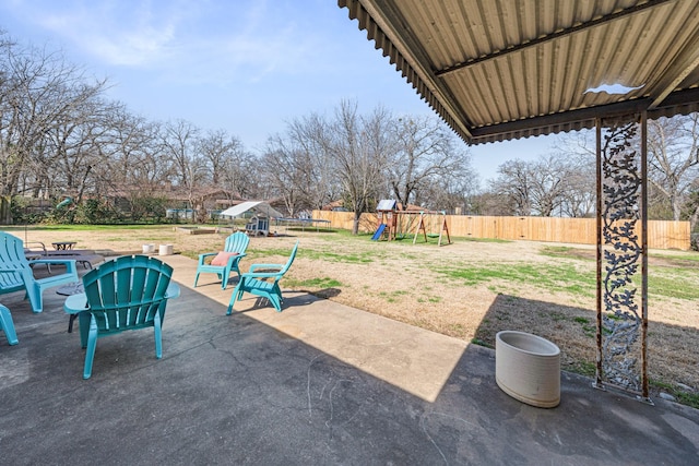 view of patio / terrace featuring a playground