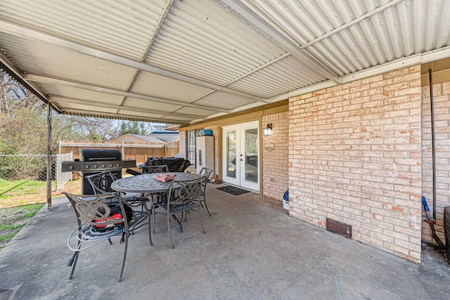 view of patio / terrace featuring french doors and area for grilling