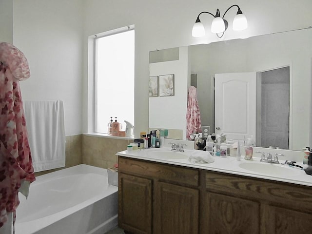 bathroom featuring vanity and a bathing tub