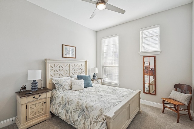 bedroom with carpet flooring and ceiling fan