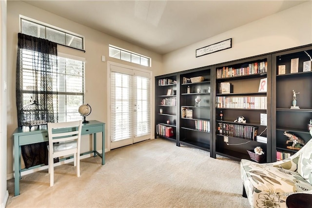 living area with carpet