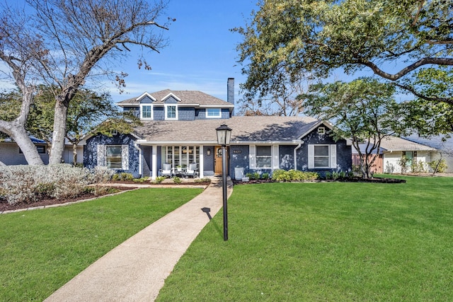 view of front of house with a front lawn