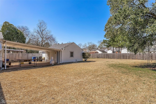 view of yard with a patio area and fence