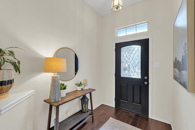 foyer with dark hardwood / wood-style flooring