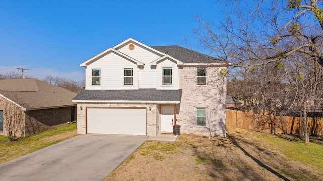 view of front property with a front yard and a garage