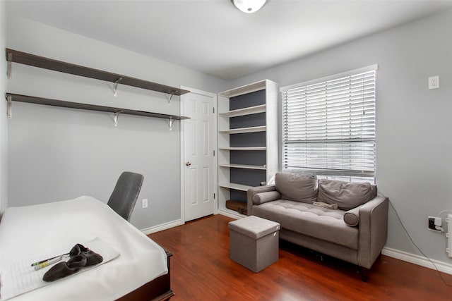 home office featuring dark hardwood / wood-style floors