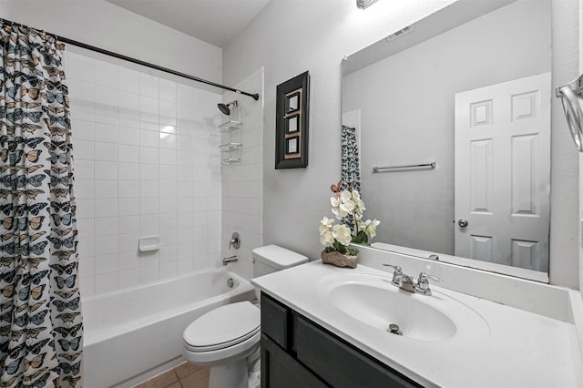 4424 Dashland Dr, Celina, TX 75009 - full bathroom with tiled shower / bath combo, vanity, toilet, and tile patterned flooring