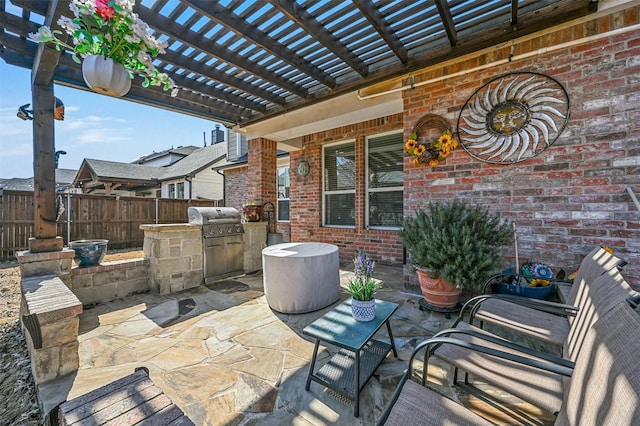 4424 Dashland Dr, Celina, TX 75009 - view of patio featuring exterior kitchen, a pergola, and a grill