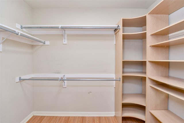 spacious closet with light hardwood / wood-style flooring