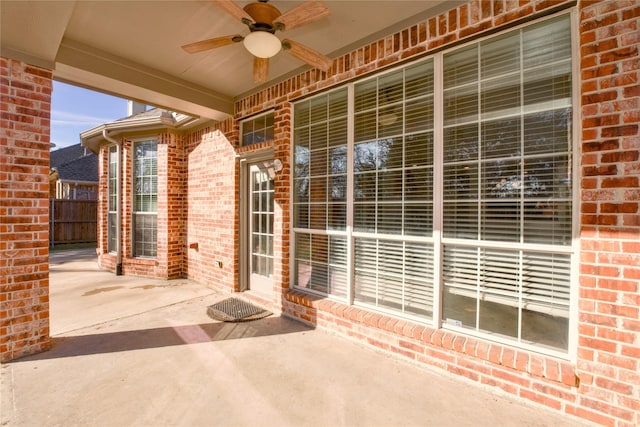 view of patio with ceiling fan