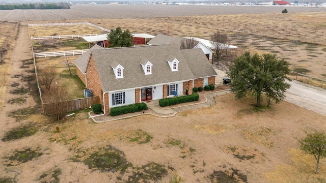 drone / aerial view with a rural view