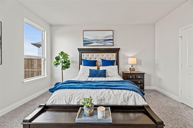 bedroom featuring baseboards and carpet