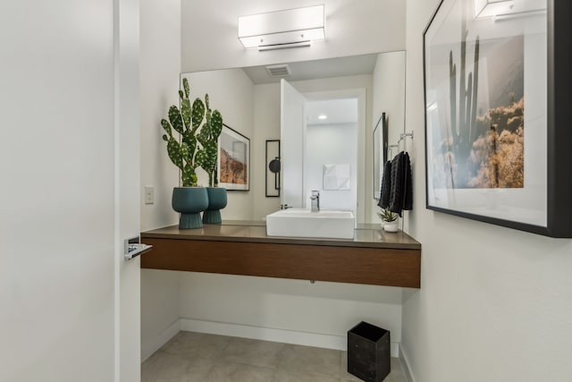 4112 Heatherton Dr, Celina, TX 75009 - bathroom featuring baseboards, vanity, and tile patterned flooring
