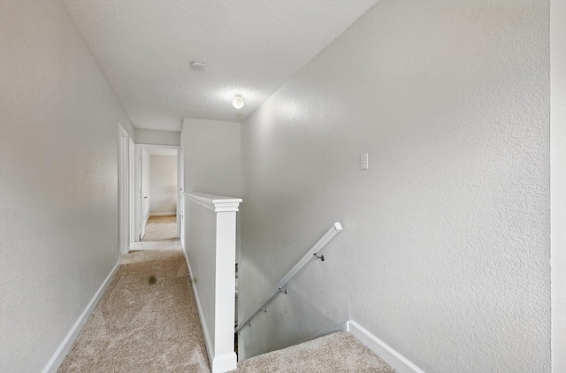 2160 Glenhaven Dr, Lewisville, TX 75067 - stairs featuring carpet floors and a textured ceiling