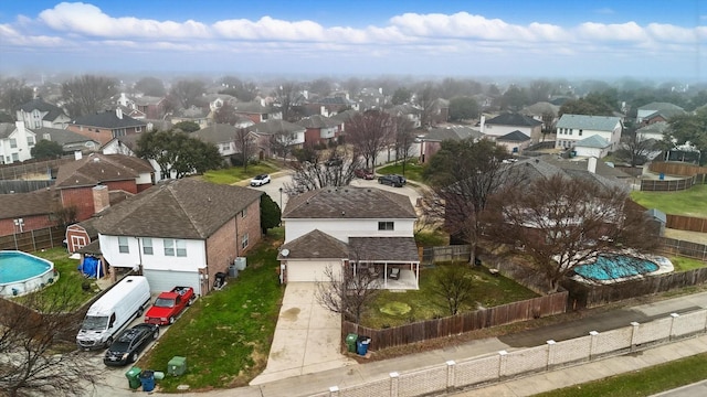 2160 Glenhaven Dr, Lewisville, TX 75067 - aerial perspective of suburban area featuring a pool area