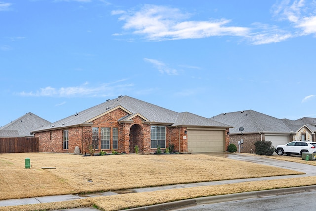 single story home with a garage