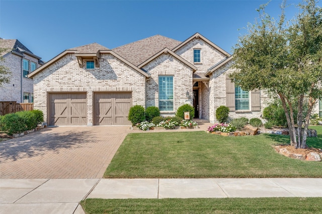 view of front of home with a front lawn