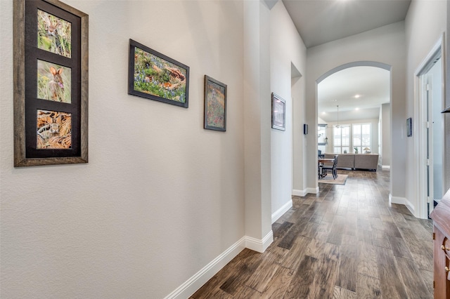 hall featuring dark hardwood / wood-style flooring