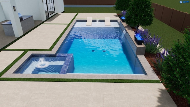 view of pool with an in ground hot tub