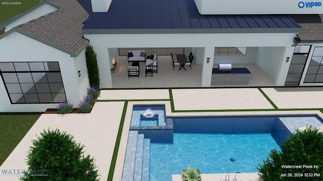 view of swimming pool with a patio area