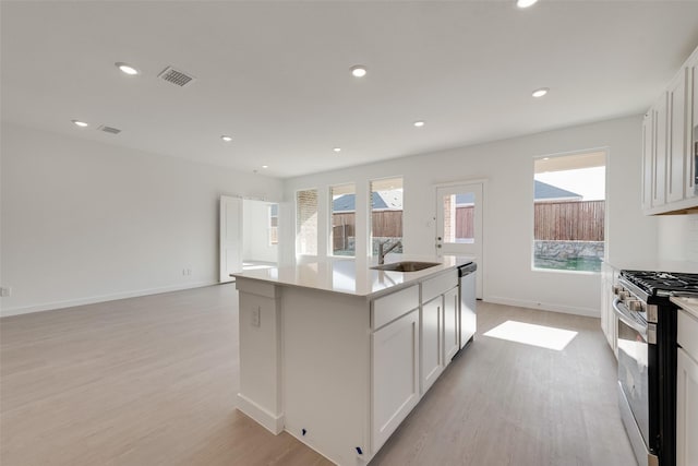 kitchen featuring plenty of natural light, visible vents, a sink, and appliances with stainless steel finishes