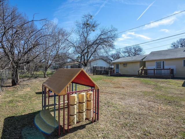 view of yard with a deck