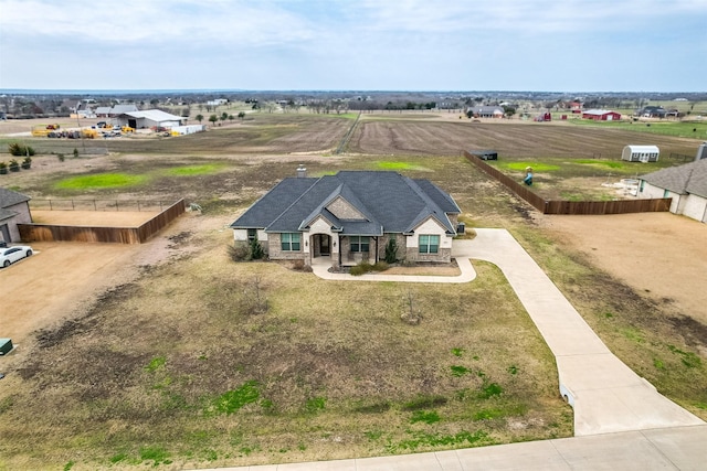 aerial view featuring a rural view