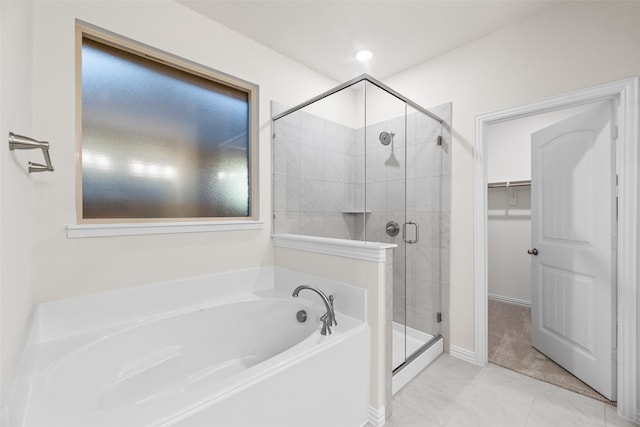 14317 Nebula Dr, Haslet, TX 76052 - full bath with a garden tub, a walk in closet, visible vents, a shower stall, and recessed lighting