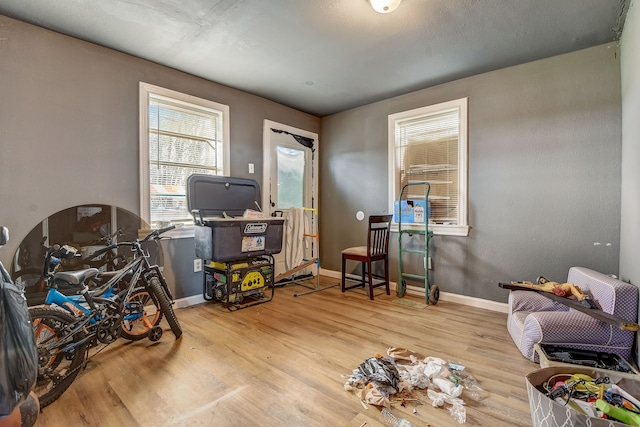 miscellaneous room featuring light hardwood / wood-style floors