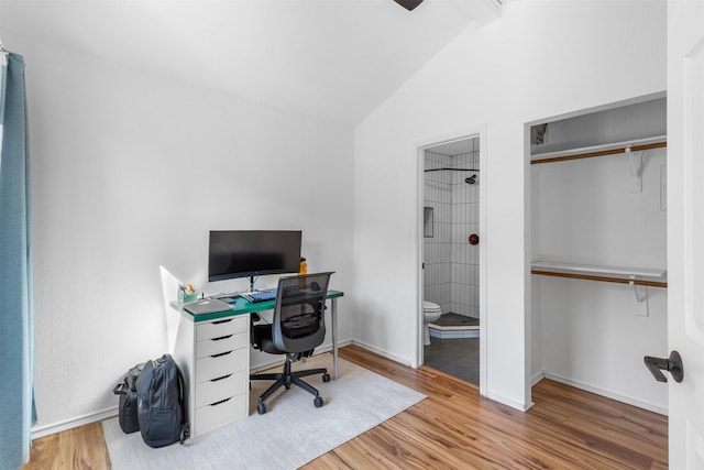 821 Dublin Dr Unit 143, Richardson, TX 75080 - office space featuring vaulted ceiling, baseboards, and wood finished floors