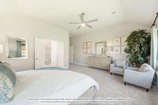 9352 Wildcat Rdg, Godley, TX 76044 - carpeted bedroom with lofted ceiling and ceiling fan
