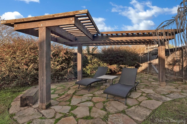 view of patio / terrace featuring a pergola