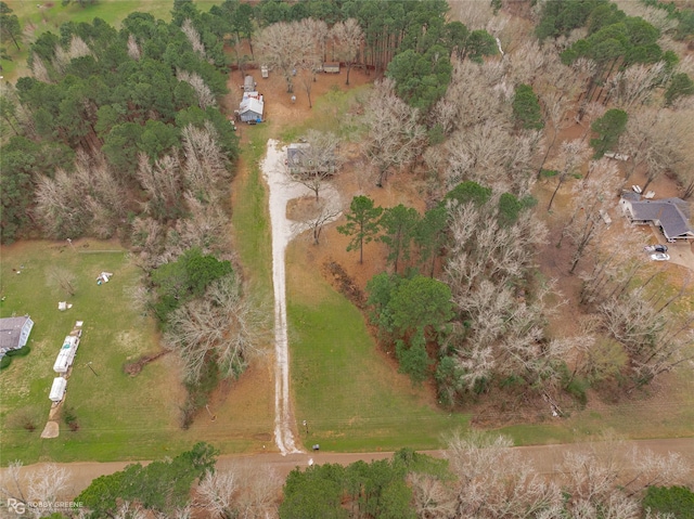 birds eye view of property featuring a rural view