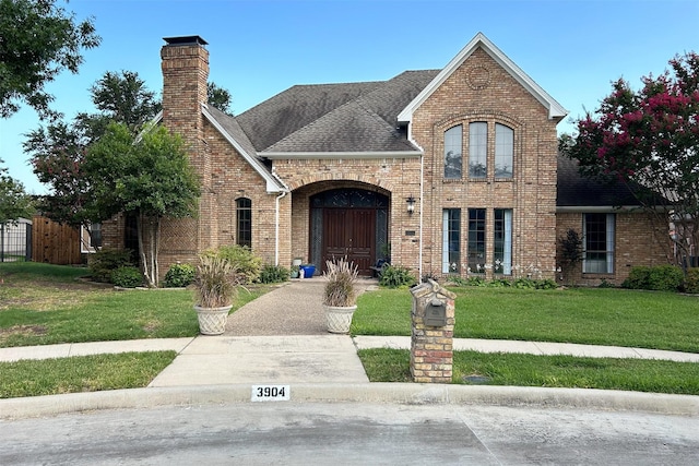 view of front of property with a front lawn