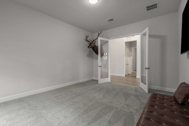 5716 Turner May Dr, Fort Worth, TX 76126 - unfurnished living room featuring french doors, carpet, and baseboards