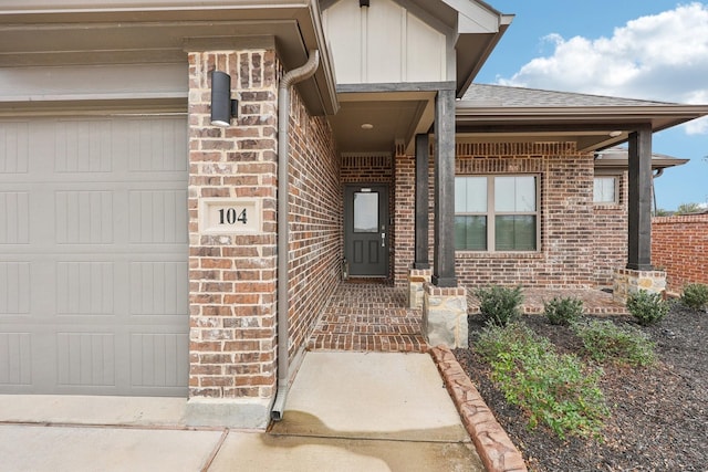 property entrance with a garage