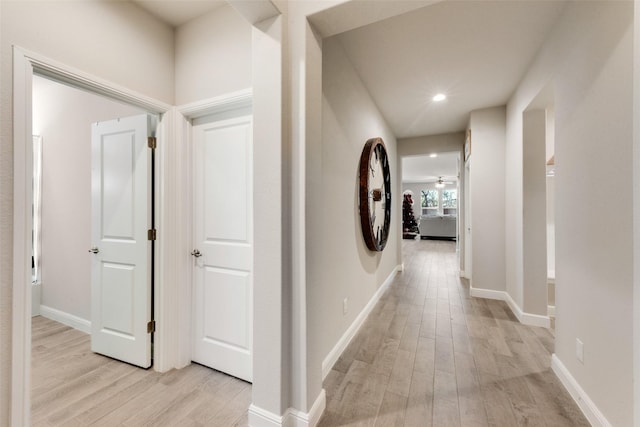 hall featuring light hardwood / wood-style floors