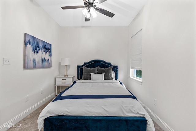 bedroom with carpet floors and ceiling fan