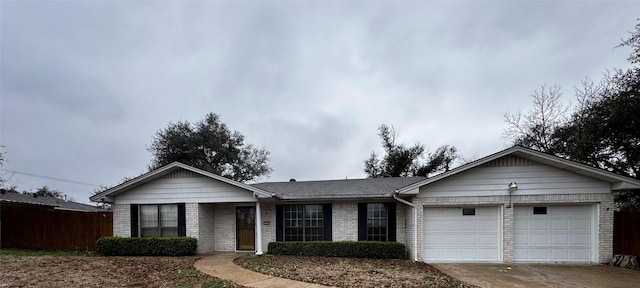 single story home with a garage