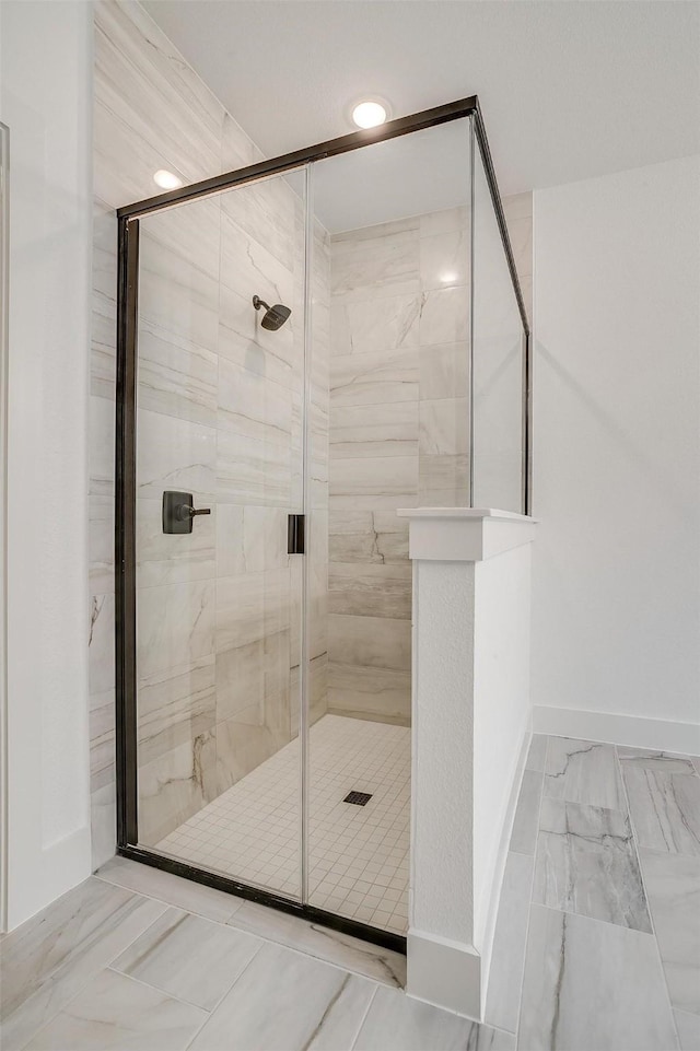 bathroom featuring walk in shower