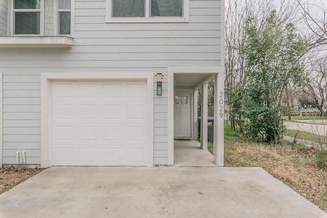 view of garage