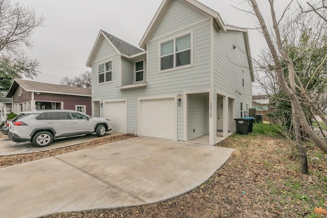 exterior space featuring a garage