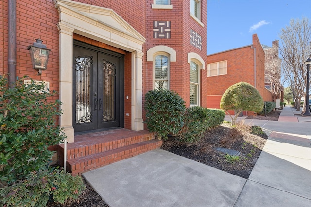 property entrance with french doors