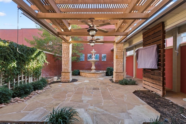 view of patio / terrace featuring a pergola