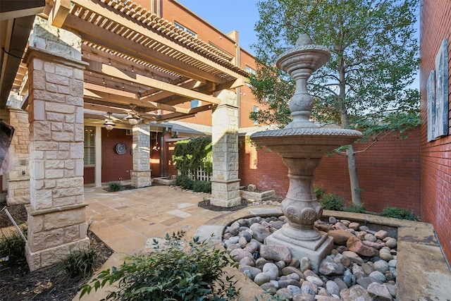 view of patio featuring a pergola