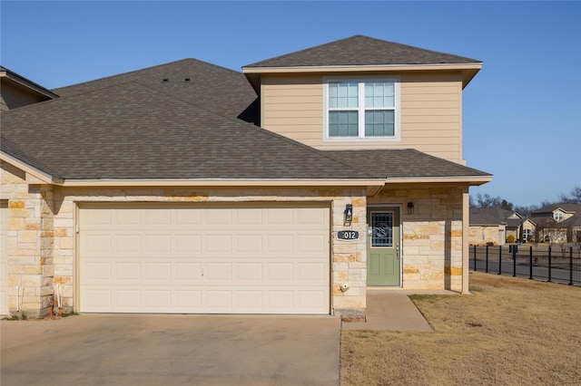 view of front facade with a garage